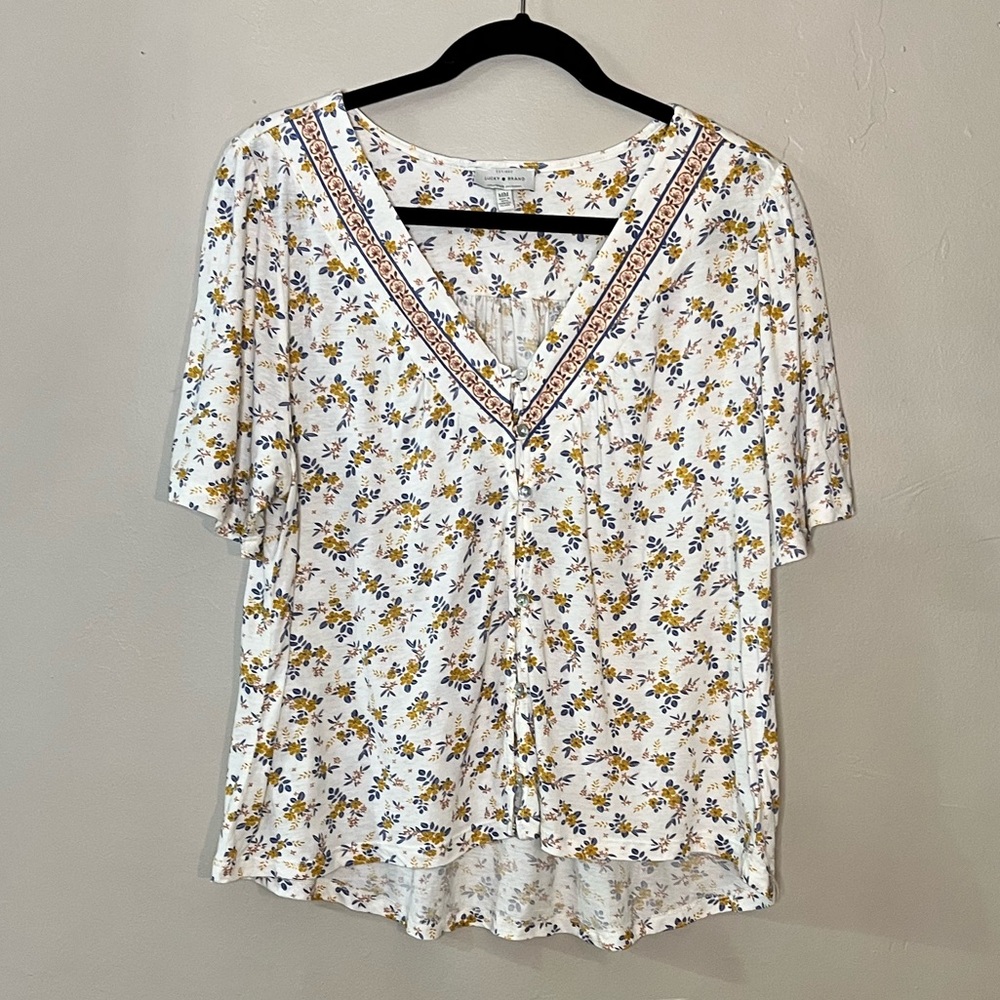 Lucky Brand Floral Blouse in Size Medium